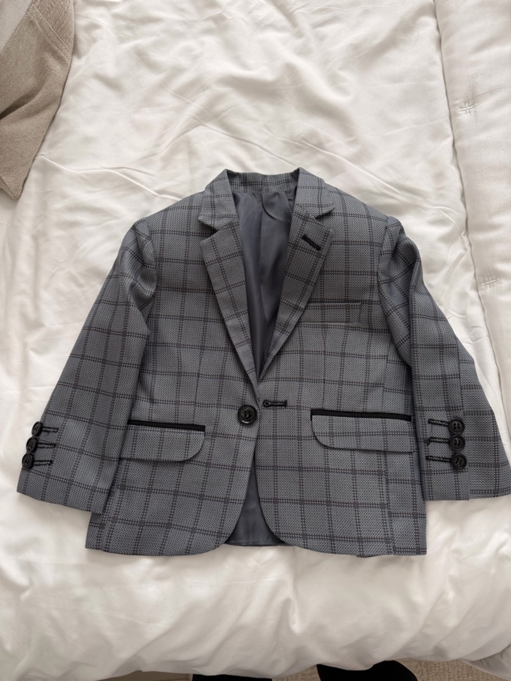 Boss Gray Plaid Blazer with Windowpane Pattern